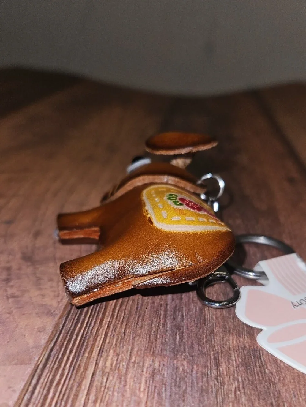 Leather Elephant Keychain with Floral Saddle